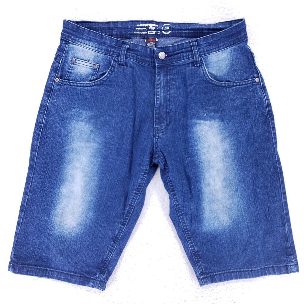 Mecca Jean Shorts Denim Cotton Mens SZ 34 Blue Straight Stretch VTG Baggy 90s